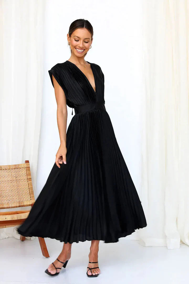 Flurina - aisha pleated midi dress for an elegant look