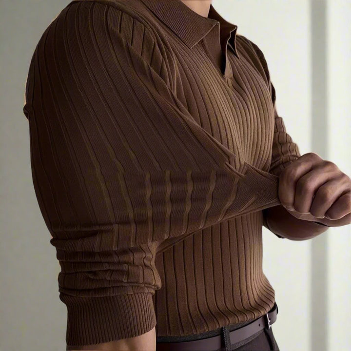 Jerald - slim-fit polo shirt with long sleeves