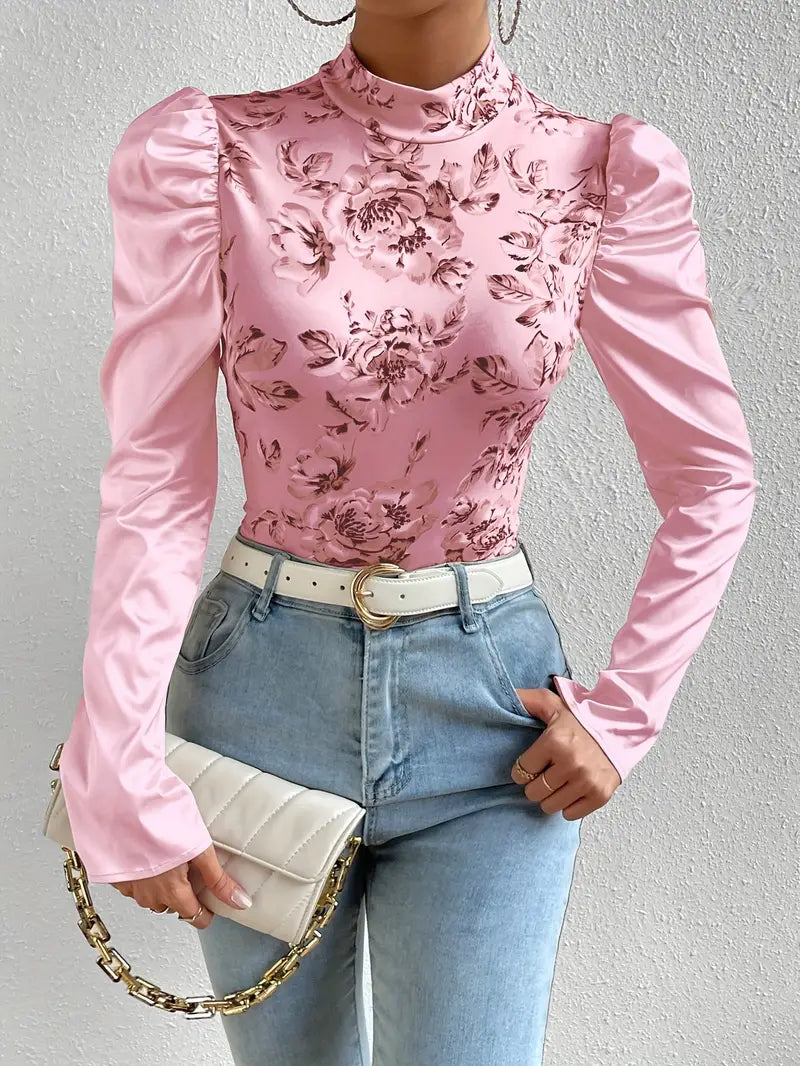 Eira - satin top with floral pattern