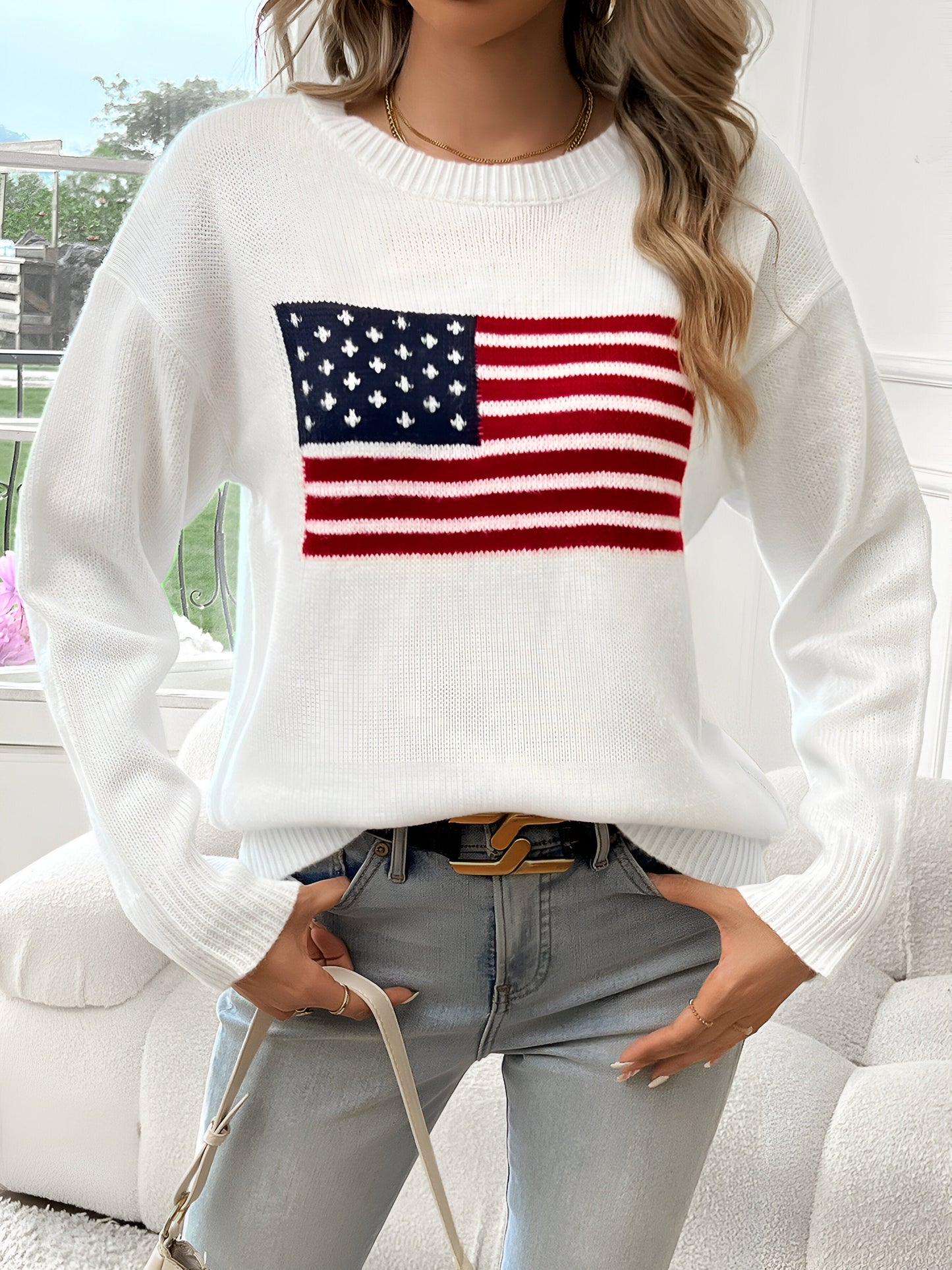Livia - american flag crew neck sweater