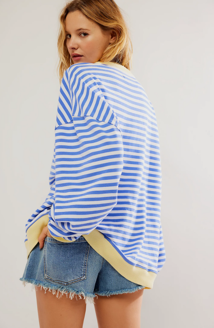 Casual striped women's sweatshirt with contrasting accents