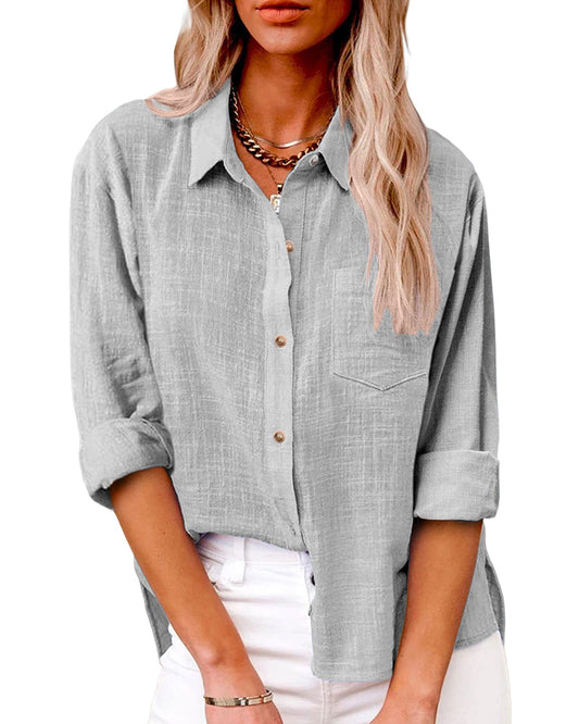 Long-sleeved shirt with breast pockets