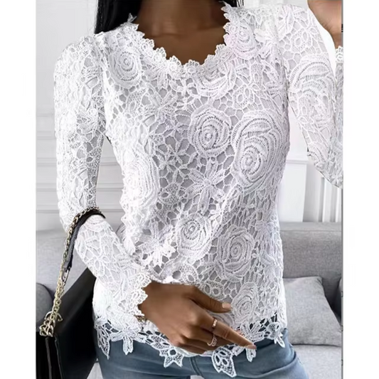 Hallie - elegant lace top with floral pattern