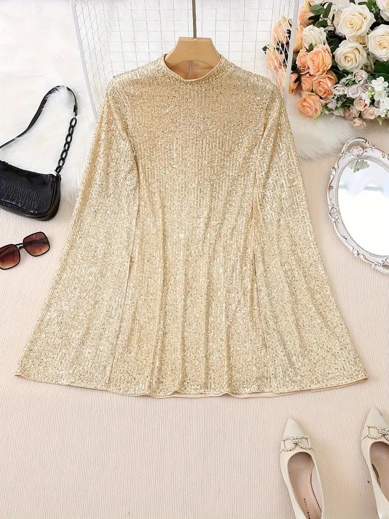 Elegant, chic contrast sequin mini dress
