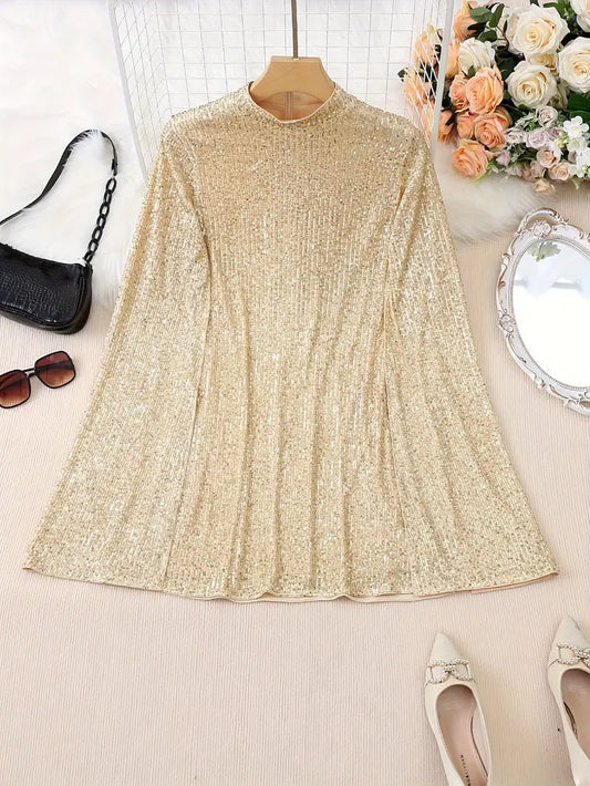 Elegant, chic contrast sequin mini dress