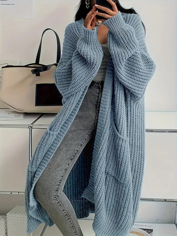 Jasmin - long winter knitted cardigan