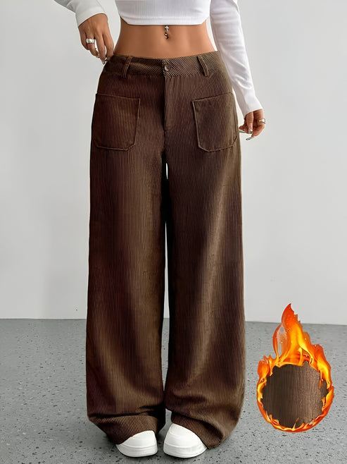 Sibille - casual trousers of corduroy with white pijpen