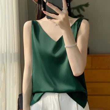 Brielle - sleeveless satin silk top