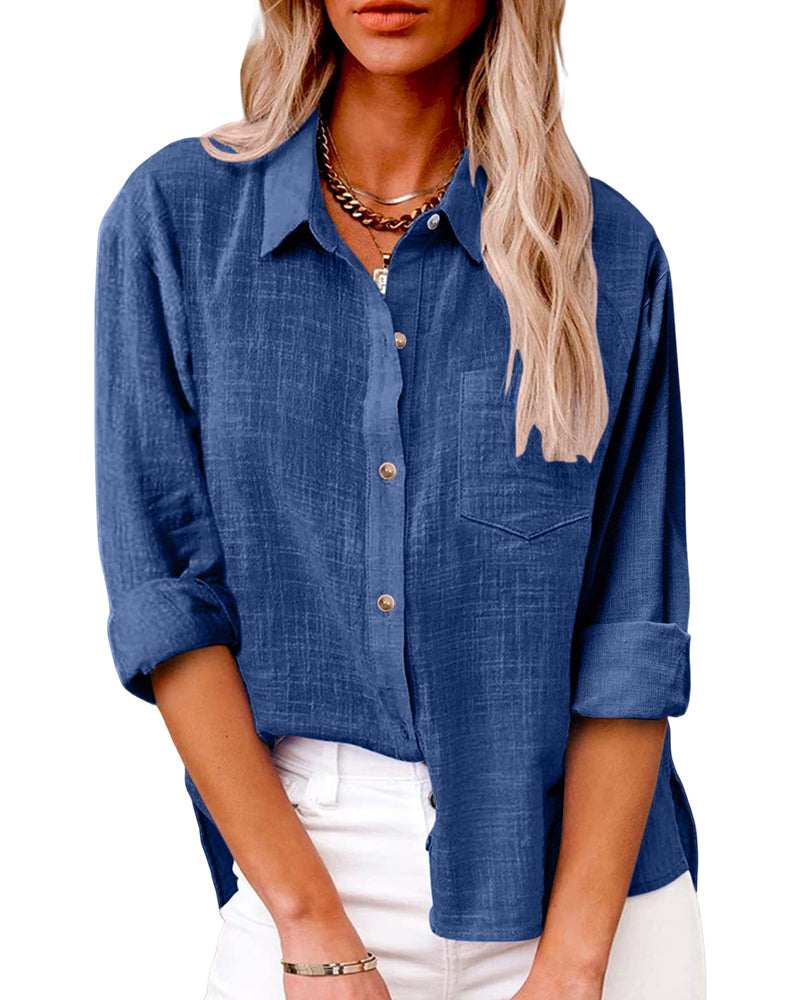 Long-sleeved shirt with breast pockets