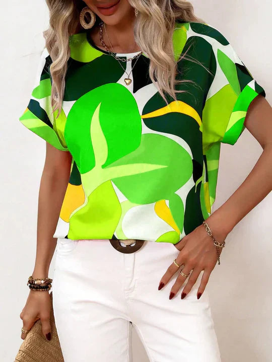 Alberta - short sleeve printed blouse