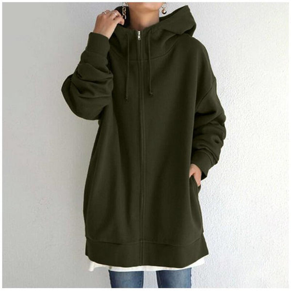 Kerenza - cozy fleece sweater with hood and zipper