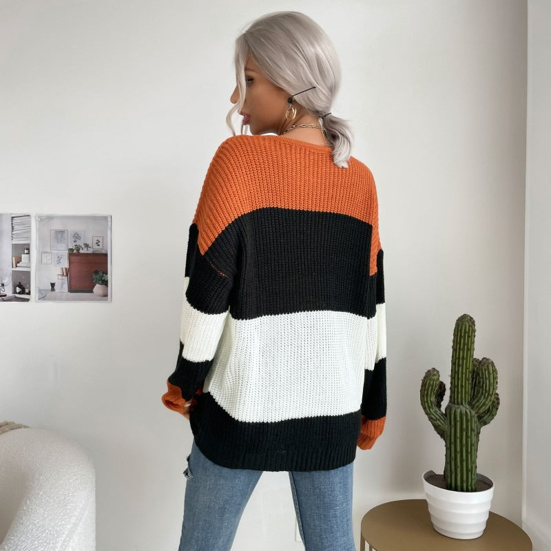 Natasha - knitted sweater with colored stripes