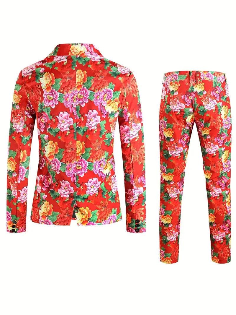 Chic 2-piece suit set with floral pattern