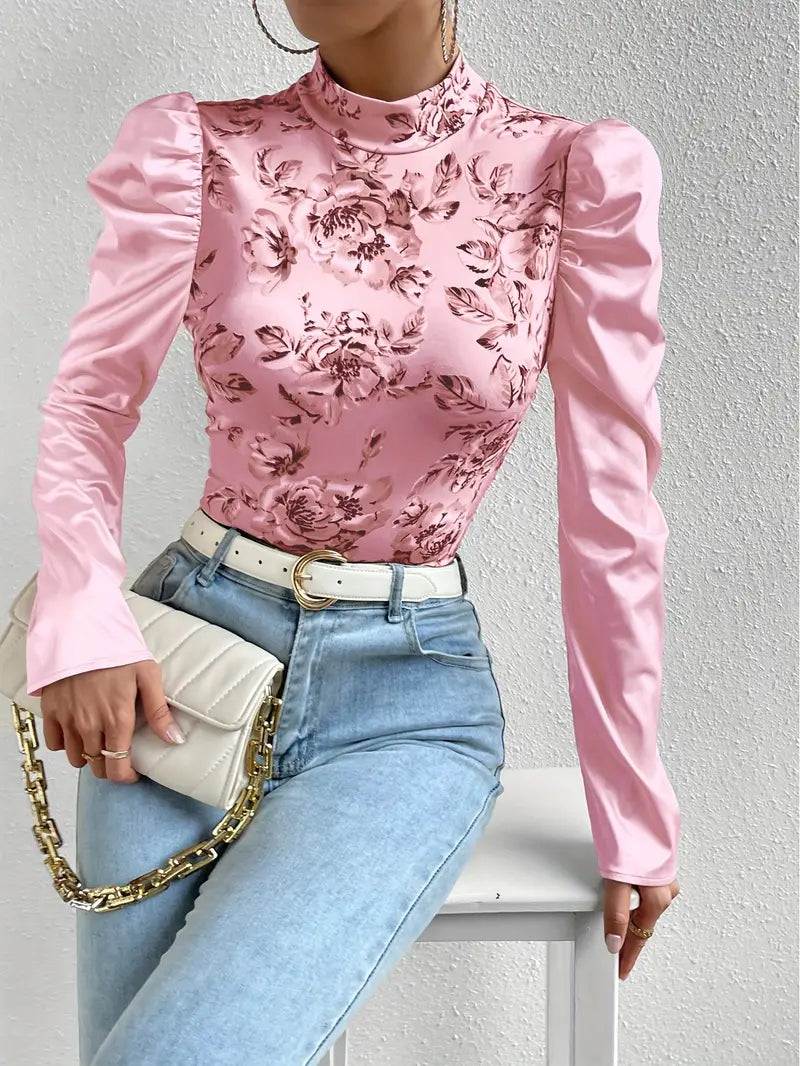 Eira - satin top with floral pattern