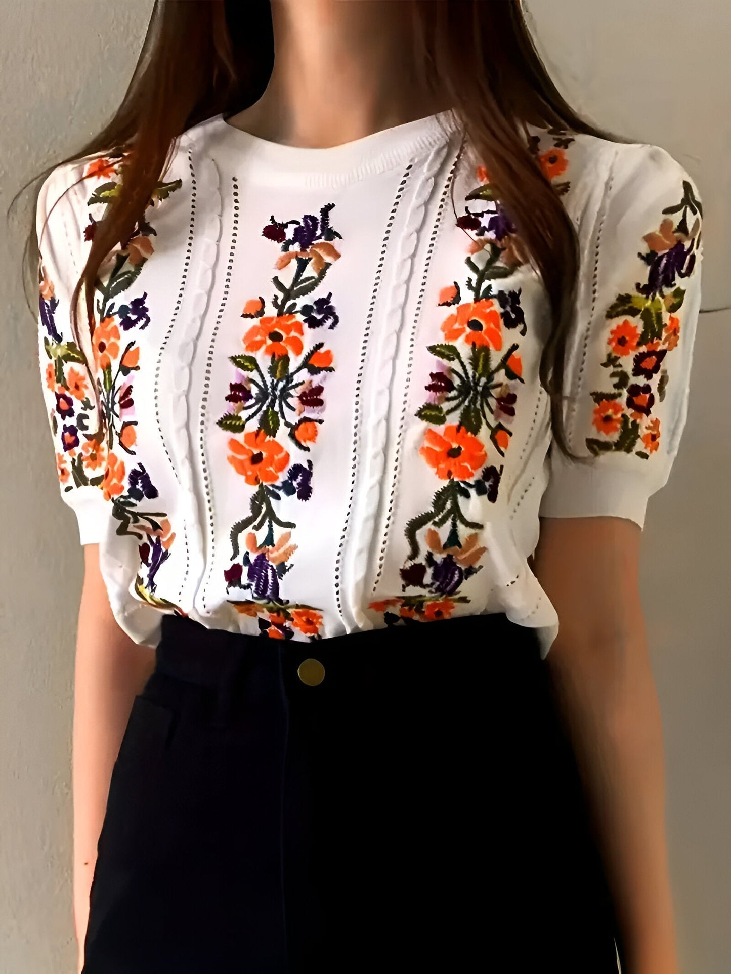 Nadette | fresh floral top with short sleeves