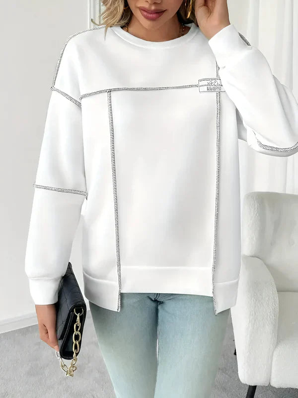 Ottilie - asymmetric ribbed sweatshirt with hood for women
