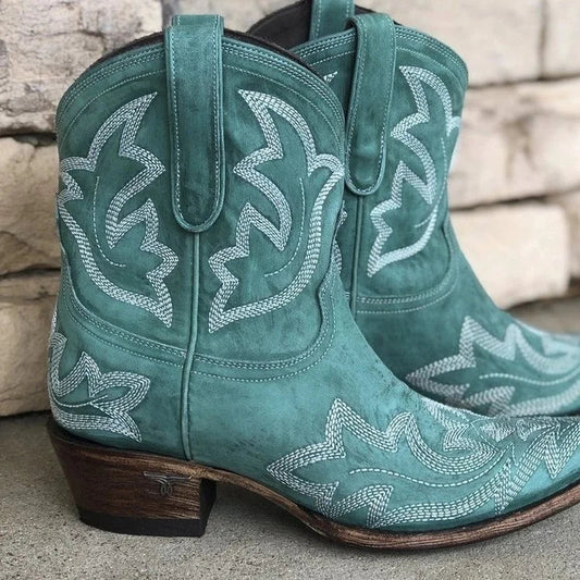 Embroidered leather cowboy boots - Laurice