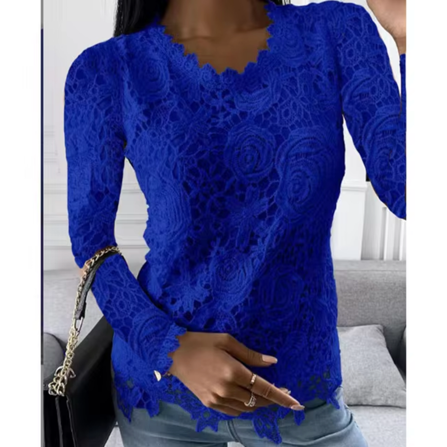 Hallie - elegant lace top with floral pattern