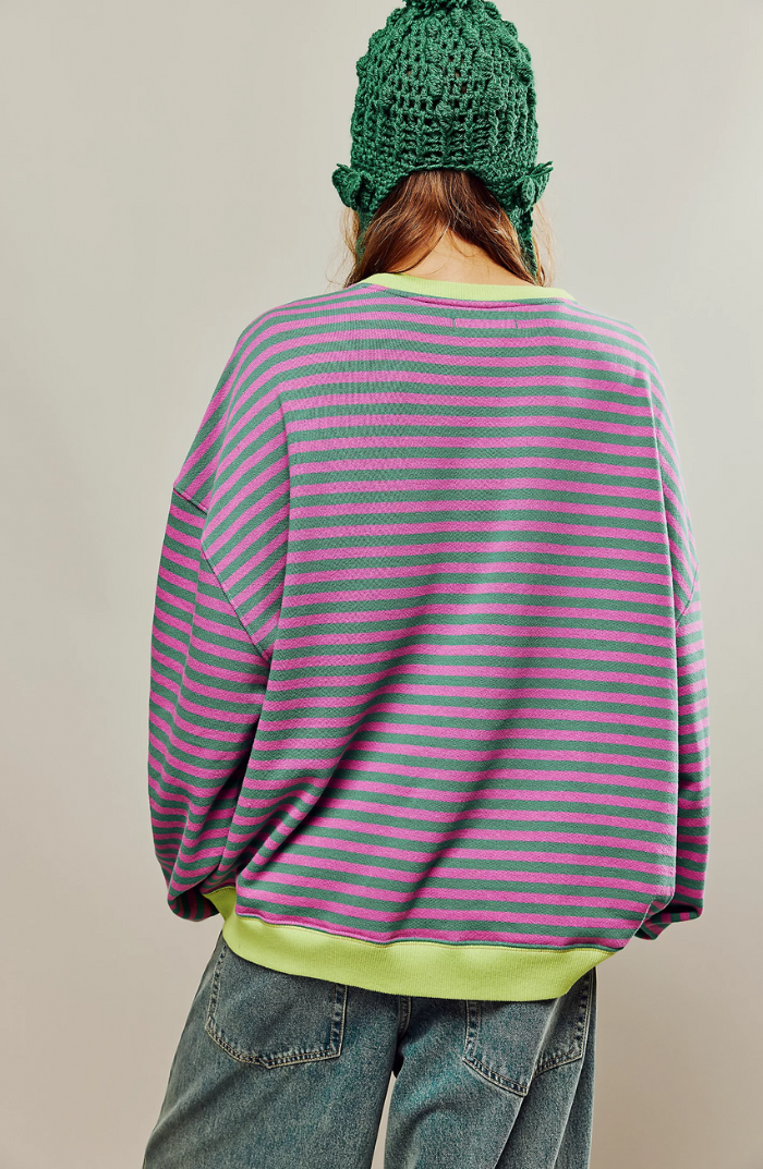 Casual striped women's sweatshirt with contrasting accents