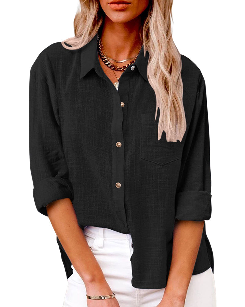 Long-sleeved shirt with breast pockets