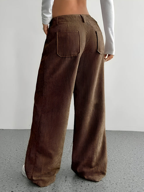 Sibille - casual trousers of corduroy with white pijpen