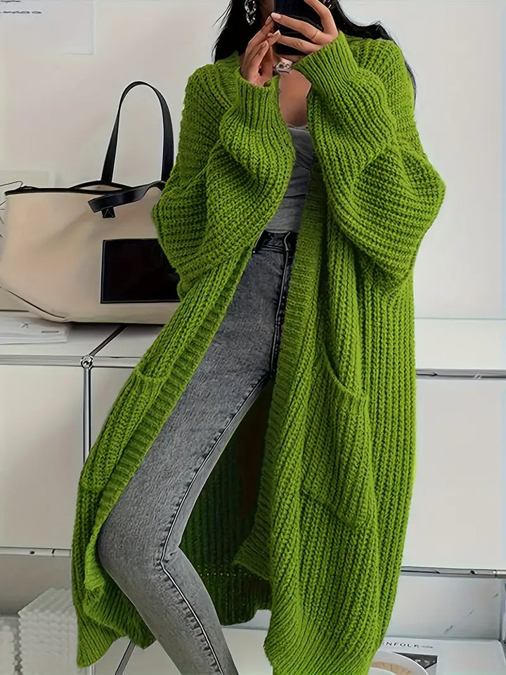 Jasmin - long winter knitted cardigan
