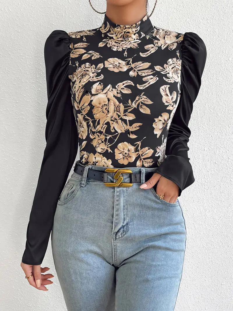 Eira - satin top with floral pattern