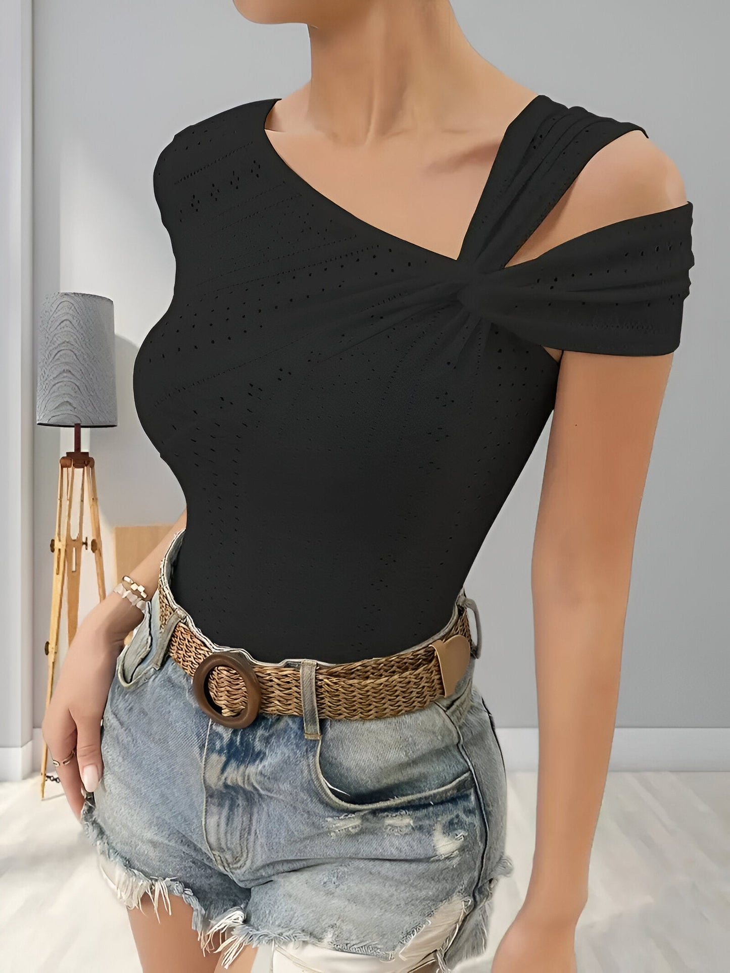 Nixie | elegant asymmetric shoulder blouse