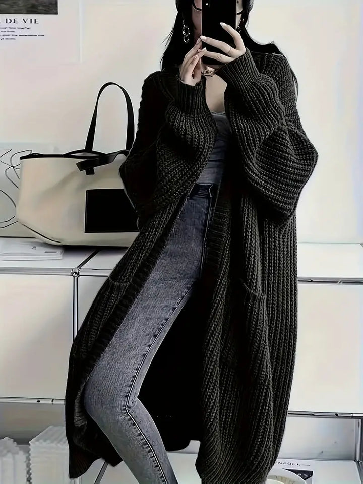 Jasmin - long winter knitted cardigan