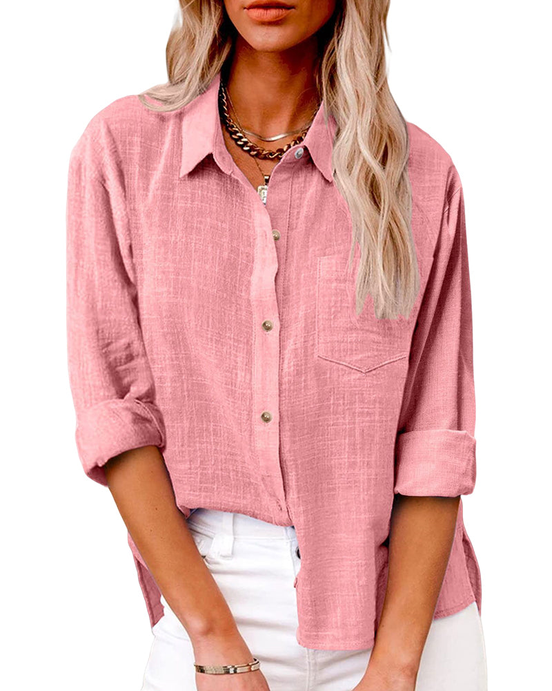 Long-sleeved shirt with breast pockets