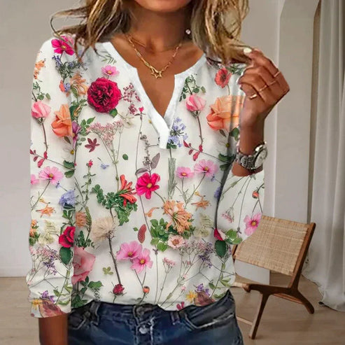 Janly - casual blouse with floral print