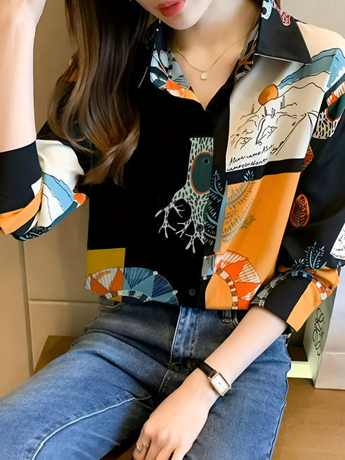 Jaslyn - vintage-inspired blouse with print