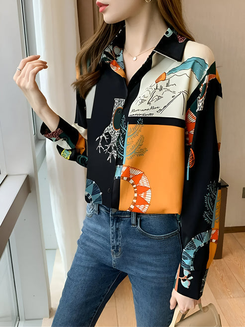 Jaslyn - vintage-inspired blouse with print