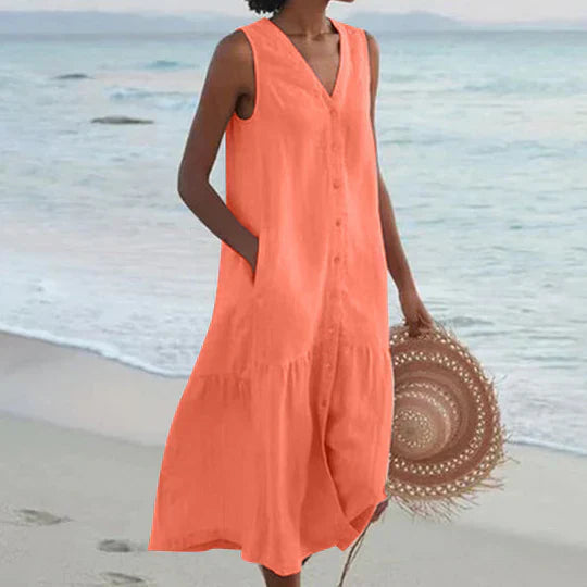 Marie - soft pink linen dress