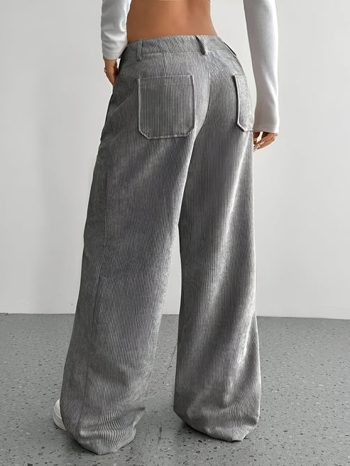 Sibille - casual trousers of corduroy with white pijpen