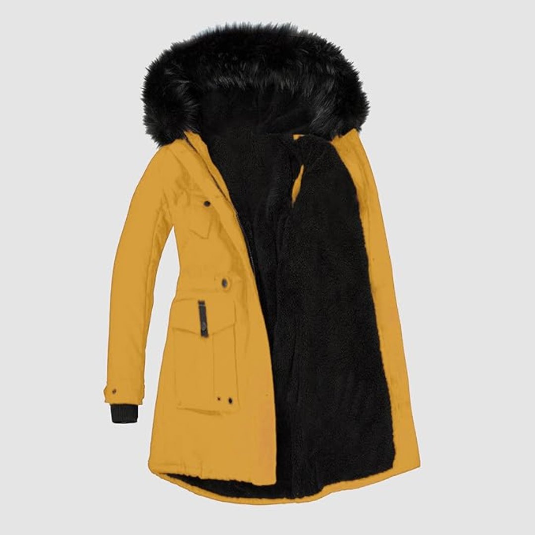 Stylish - parka for women with black faux fur