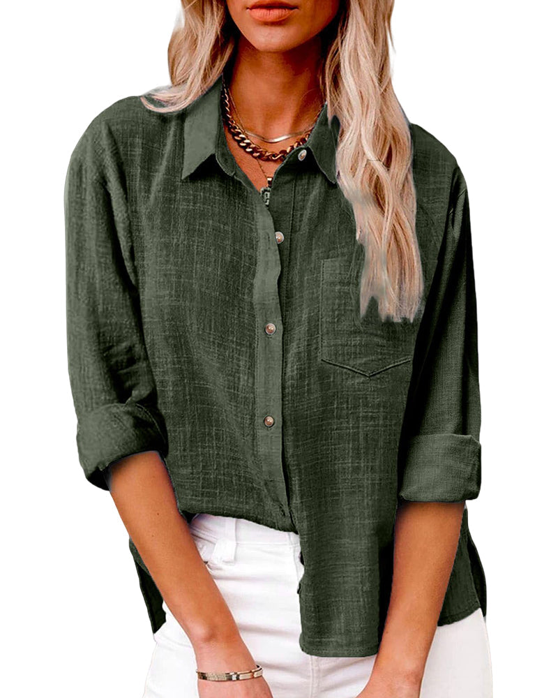 Long-sleeved shirt with breast pockets