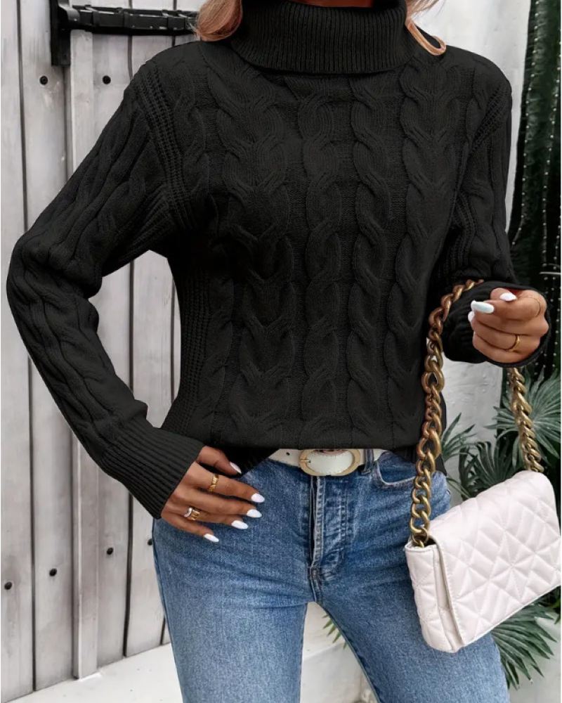 Nella - cable knit turtleneck sweater