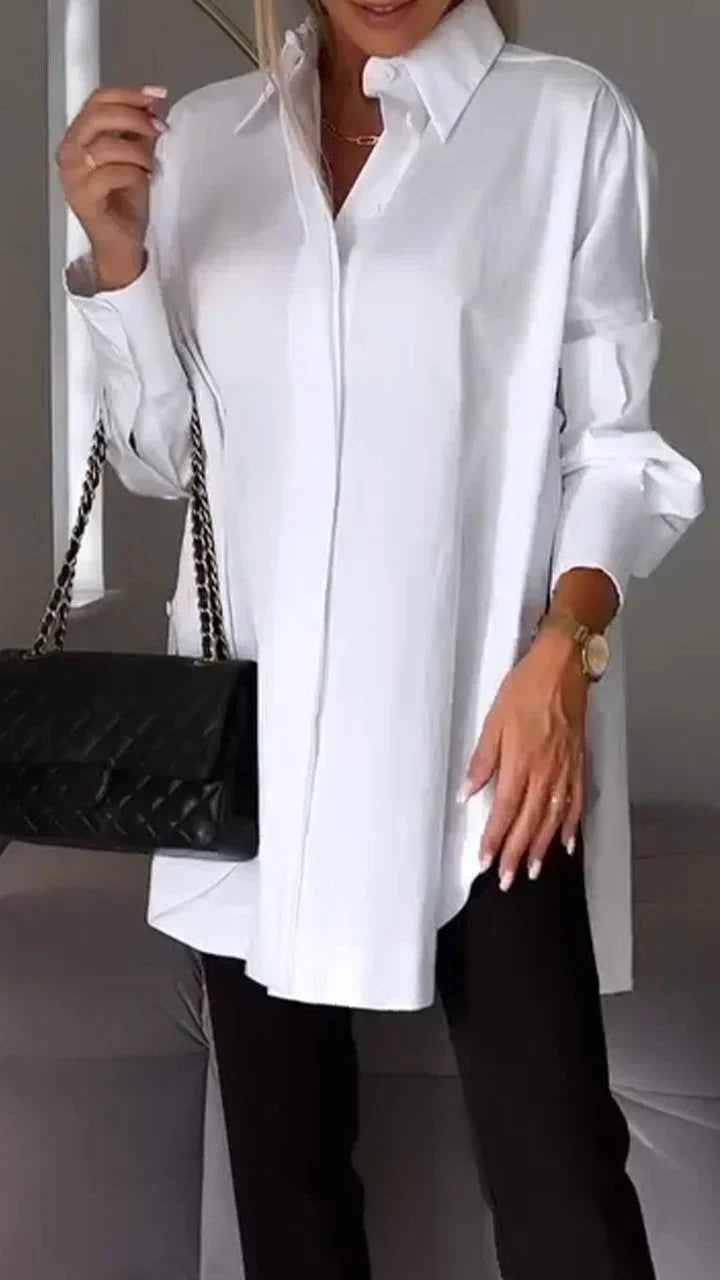 Elegant oversized blouse with rolled up sleeves