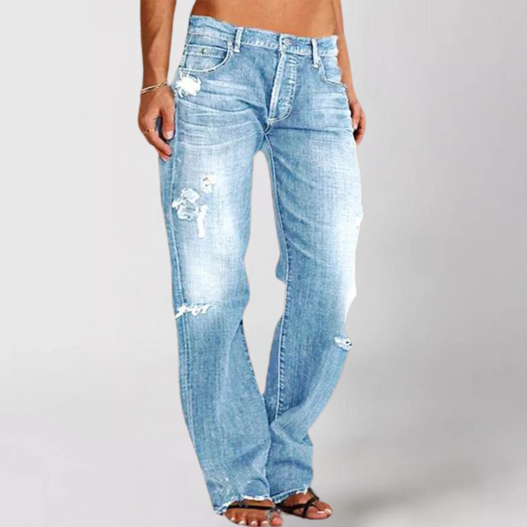 Wide denim jeans for women