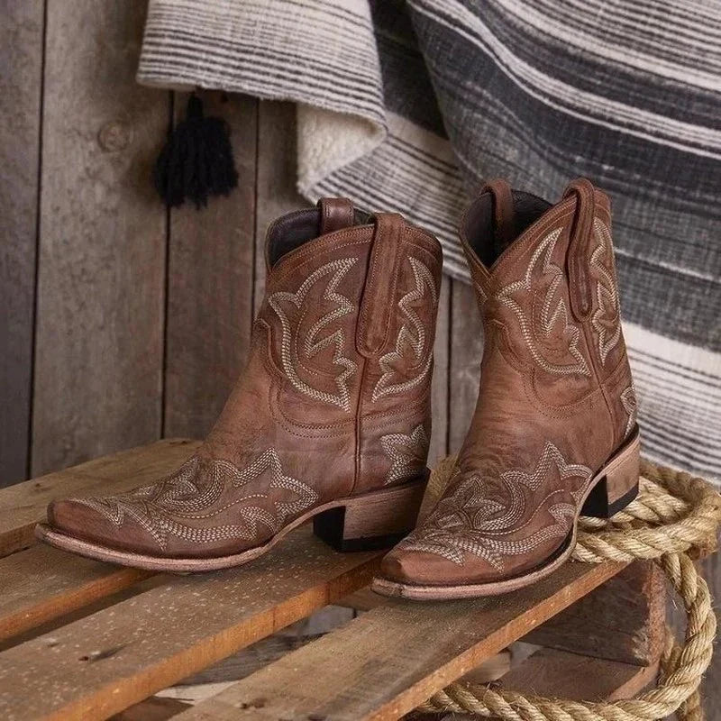 Embroidered leather cowboy boots - Laurice