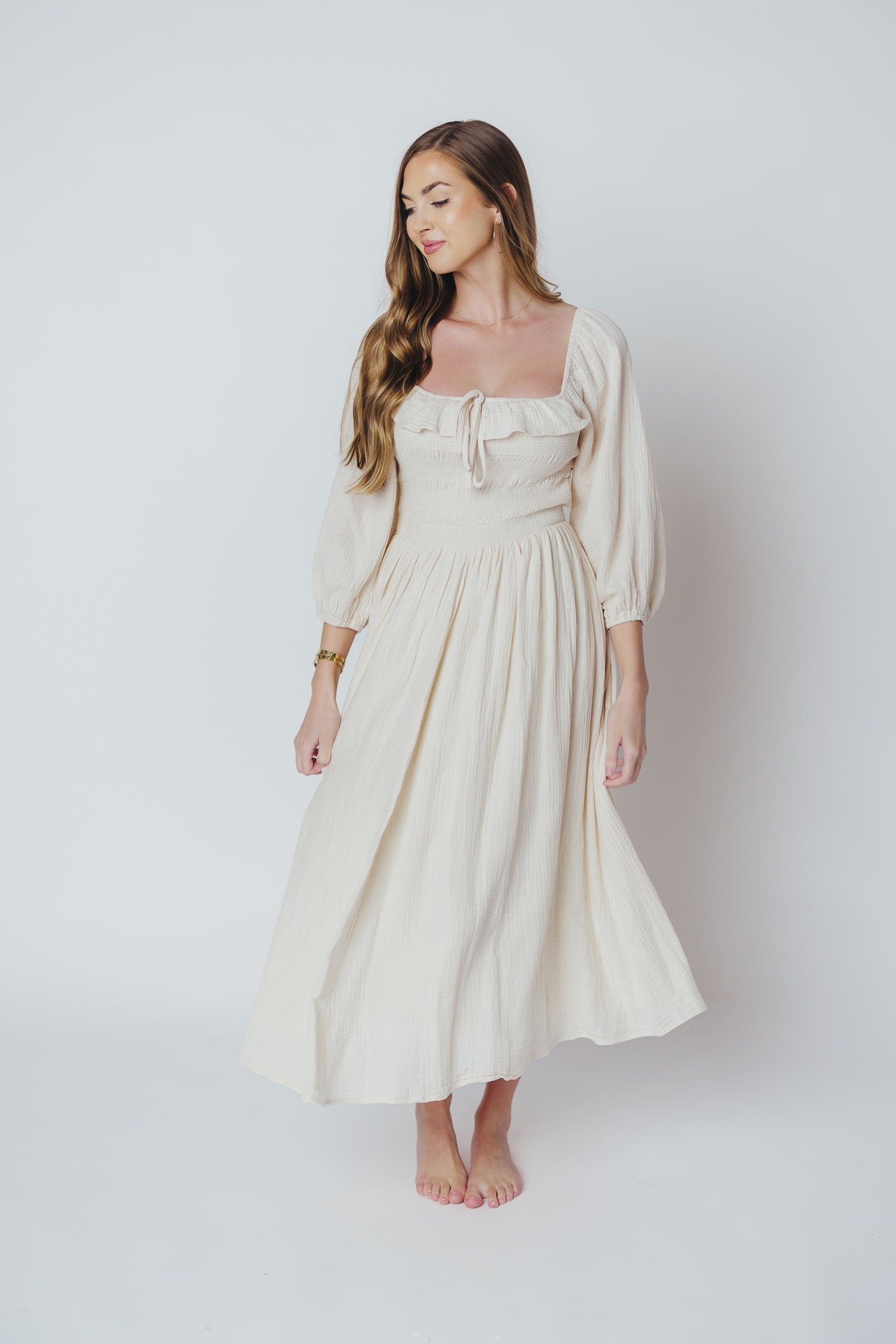 Juliet midi dress in cream - Inklusiv-gröben