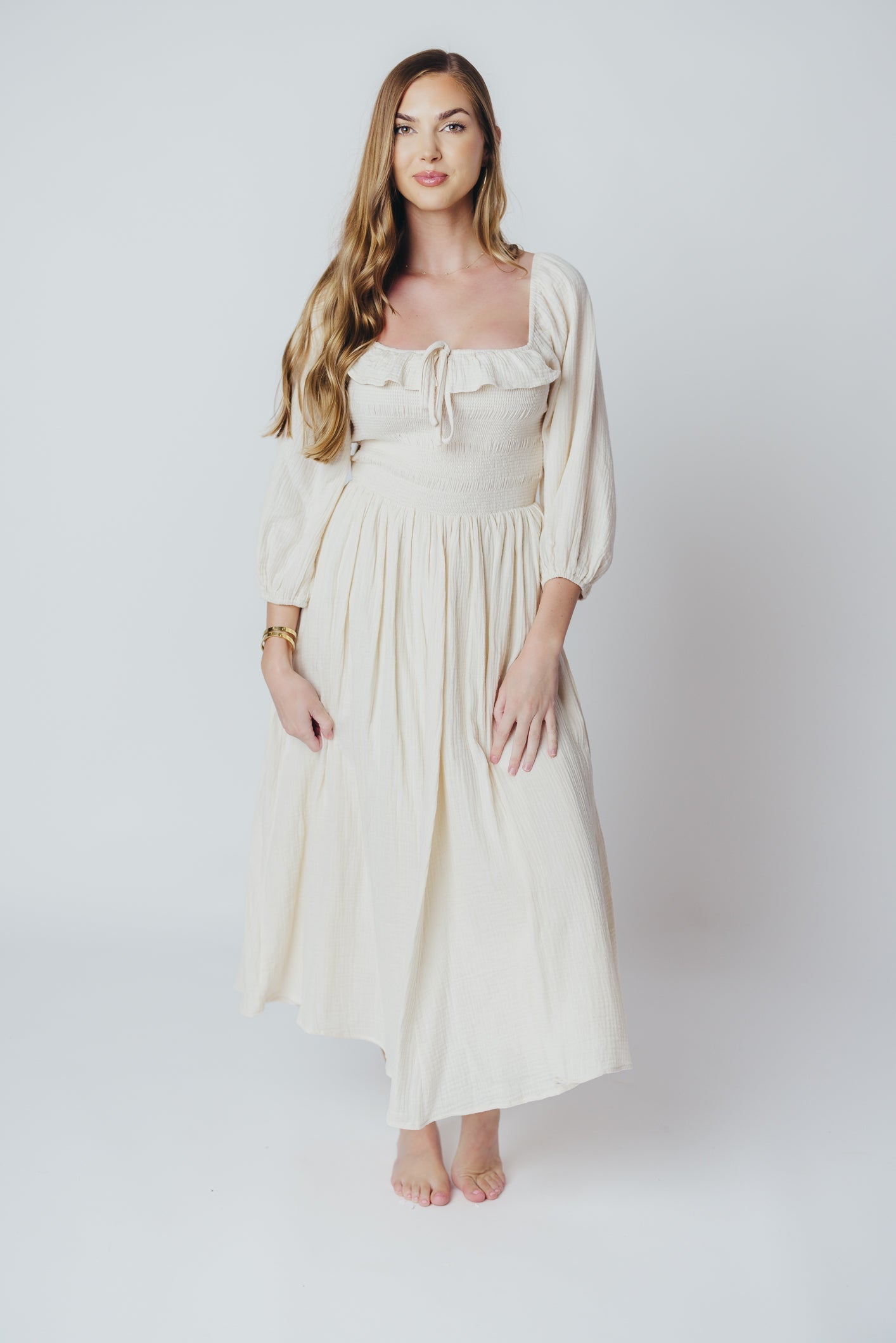 Juliet midi dress in cream - Inklusiv-gröben