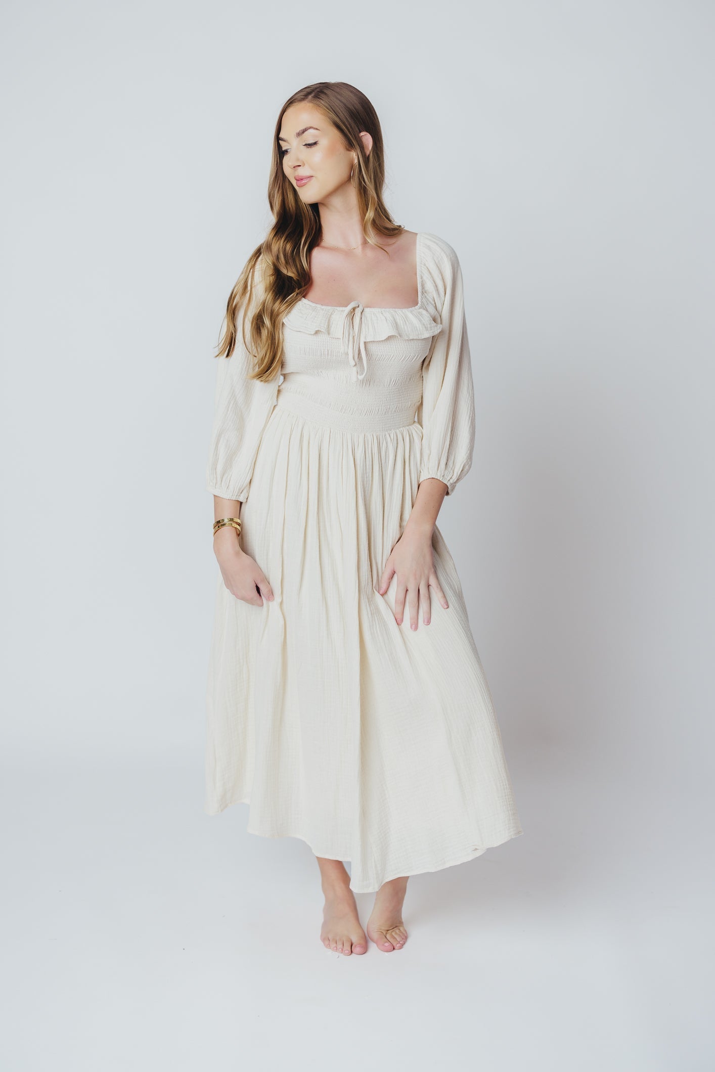 Juliet midi dress in cream - Inklusiv-gröben