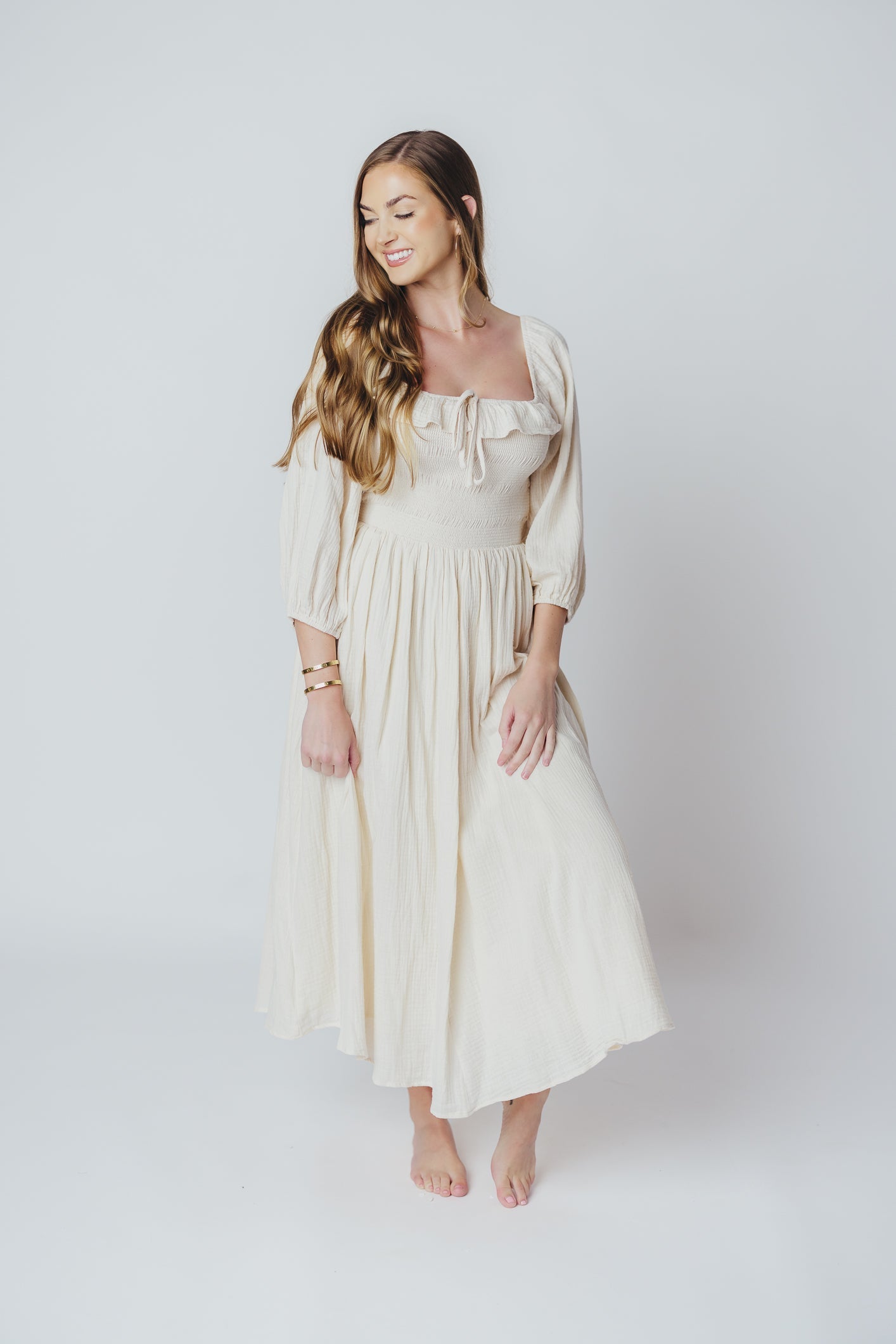 Juliet midi dress in cream - Inklusiv-gröben