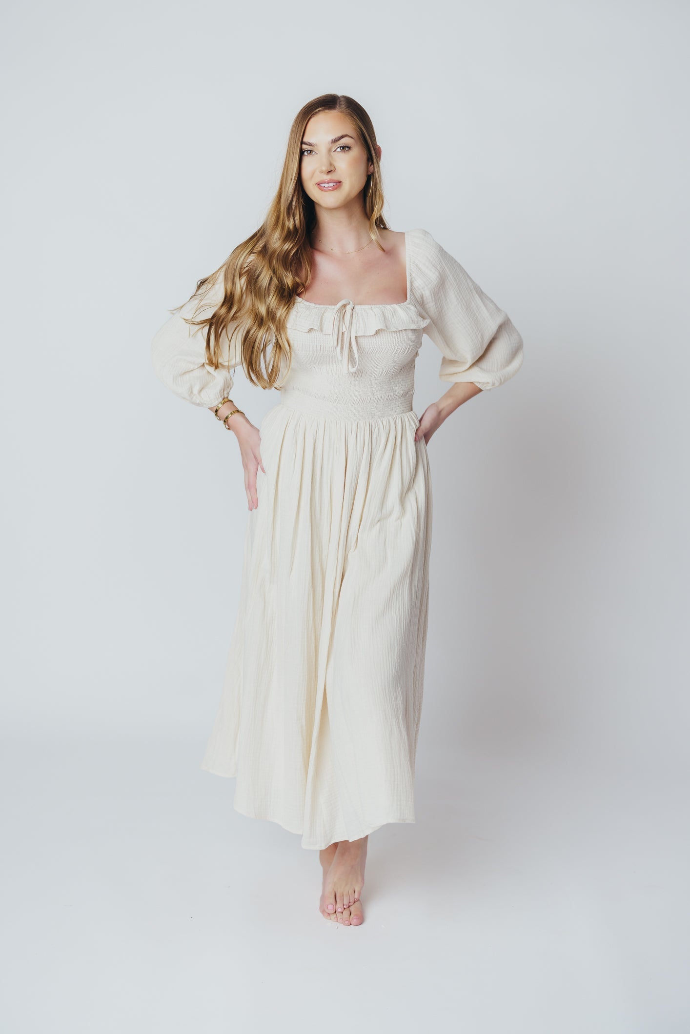 Juliet midi dress in cream - Inklusiv-gröben