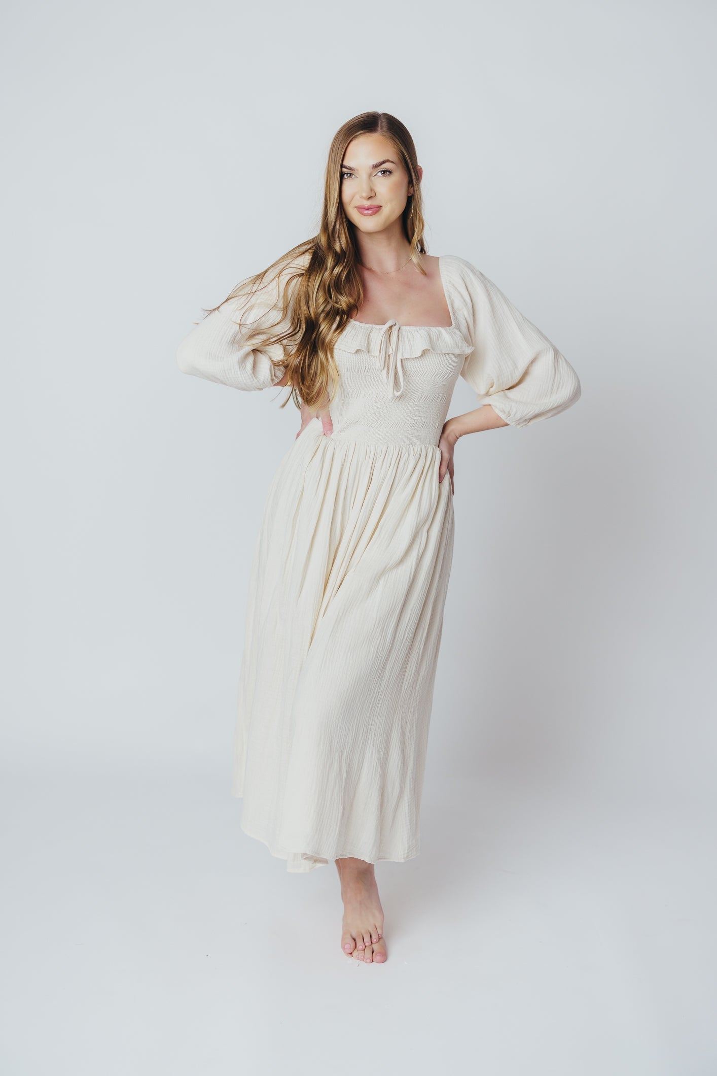 Juliet midi dress in cream - Inklusiv-gröben