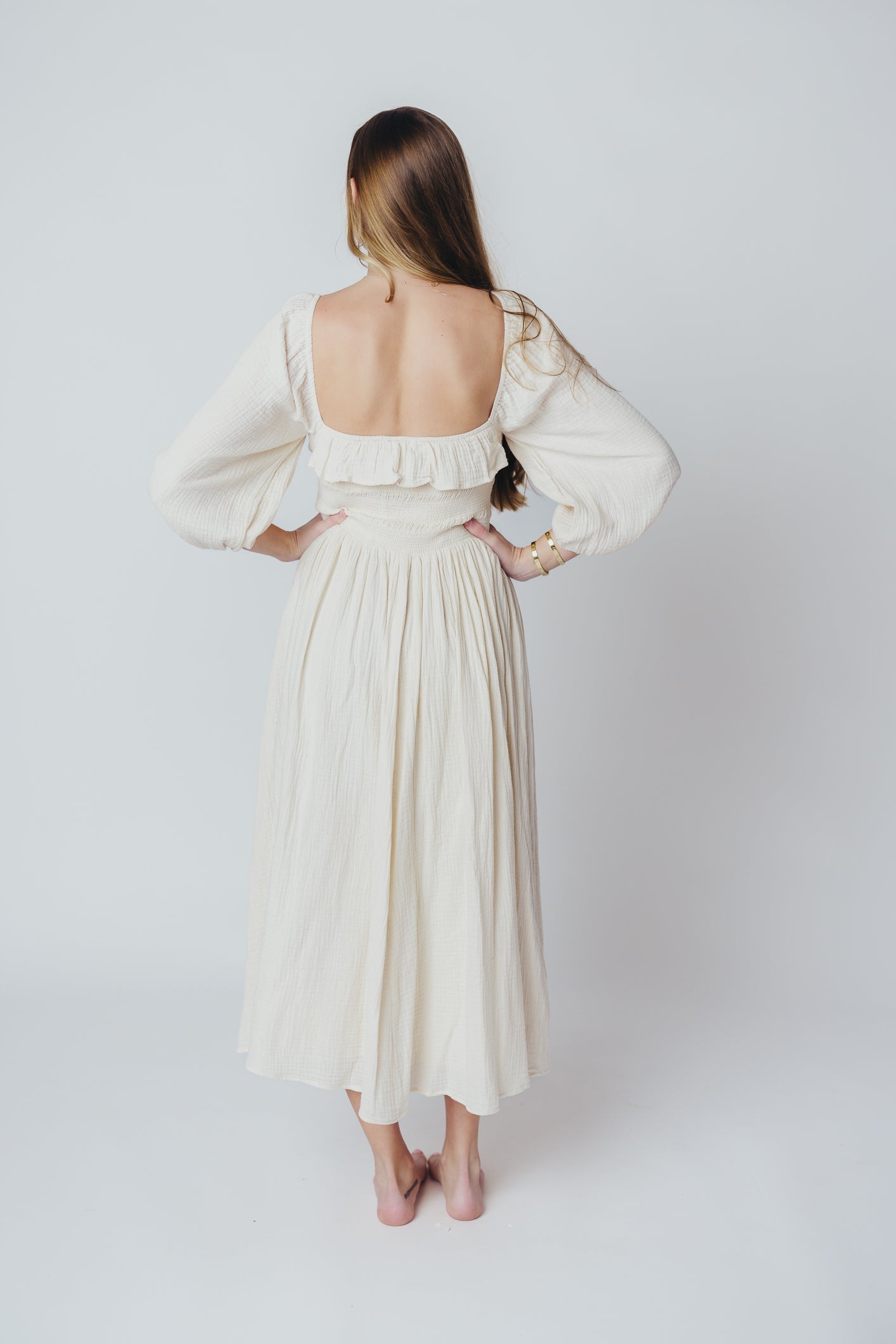 Juliet midi dress in cream - Inklusiv-gröben