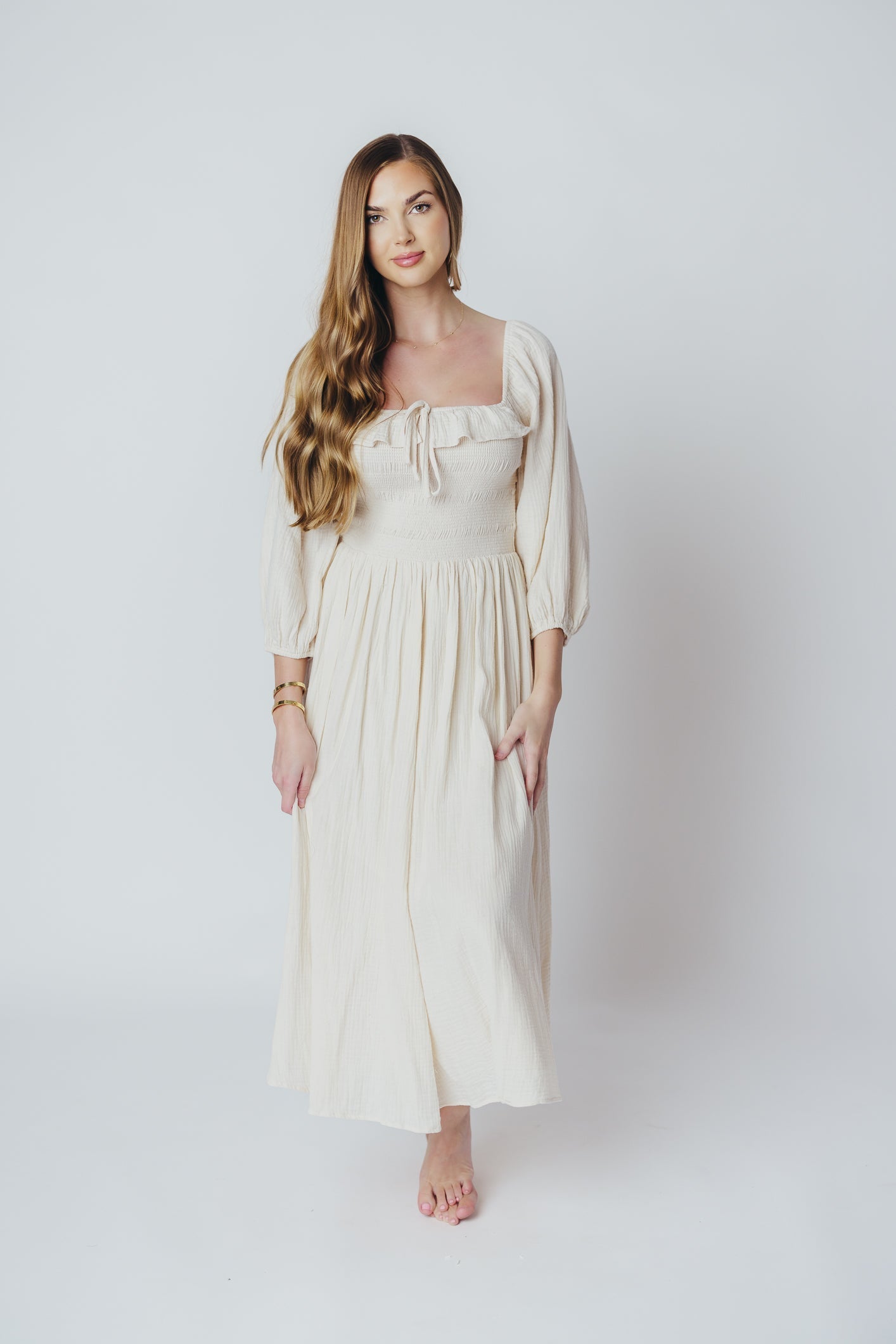 Juliet midi dress in cream - Inklusiv-gröben