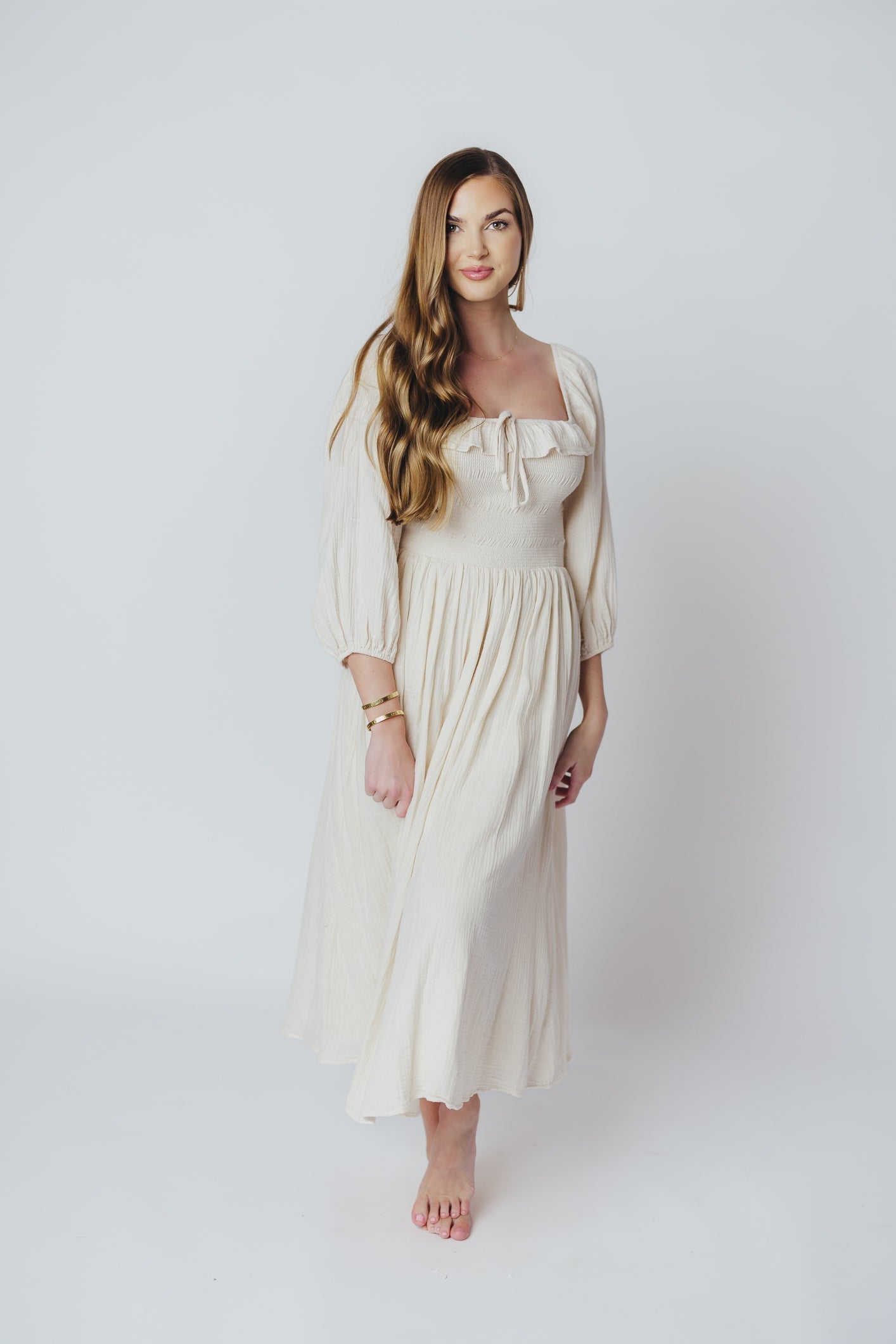 Juliet midi dress in cream - Inklusiv-gröben